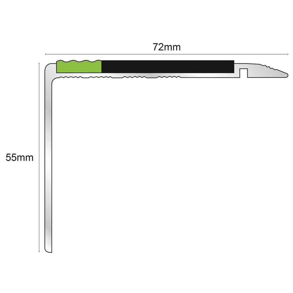 AHD22 72 x 55mm Non Slip Tredsafe DDA Compliant Stair Nosing