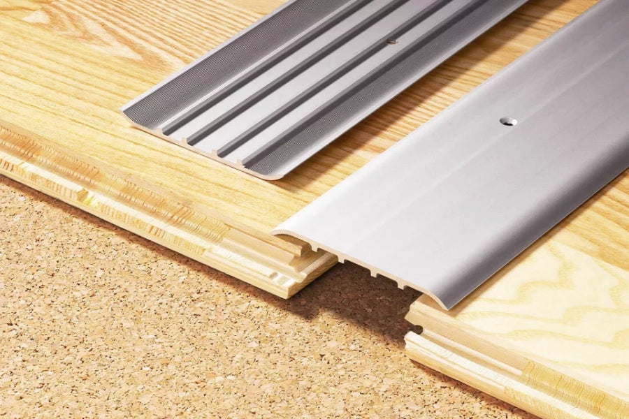 Aluminium door threshold strip 80mm x 1000mm silver anodised