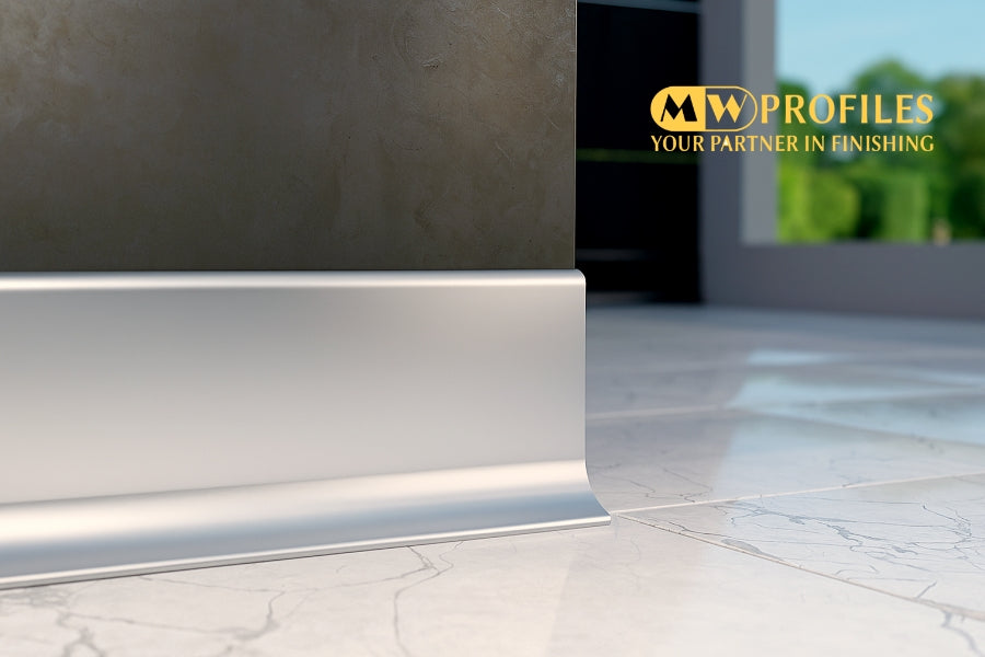 Aluminium Skirting Board 100 MM x 2500 MM Length Anodised Silver Trim Profile LP100