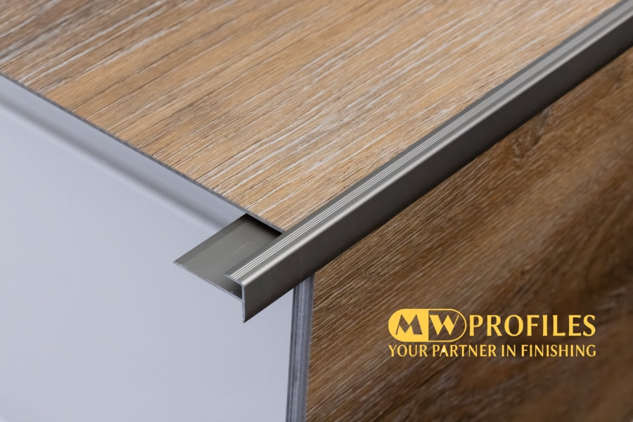 Aluminium Stair Nosing Outer Corner 3 MM x 900 MM Length Silver, Gold, Champagne-  LVT F3
