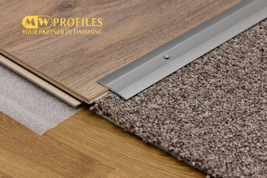 Aluminium Door Threshold Strip 38 MM x 1 M & 2 M Length Carpet to Lamnate Anodised Screw-Fix Silver & Gold - LPOR