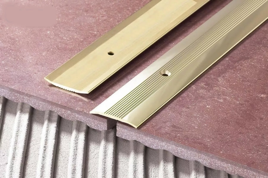 Aluminium Door Threshold Strip 38 MM x 1 M & 2 M Length Carpet to Lamnate Anodised Screw-Fix Silver & Gold - LPOR