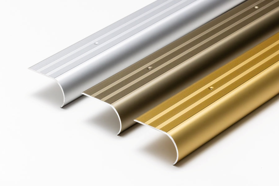 Aluminium Bullnose Stair Nosing 62mm x 38mm x 118cm Length Curved Step Edge Trim Silver Gold Champagne -  SN BL62