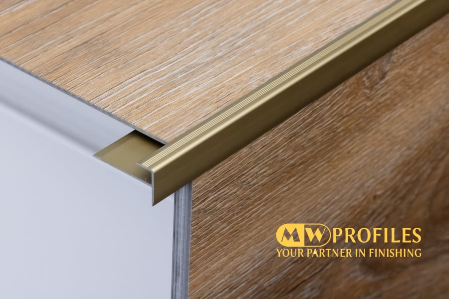 Aluminium Stair Nosing Outer Corner 3 MM x 900 MM Length Silver, Gold, Champagne-  LVT F3