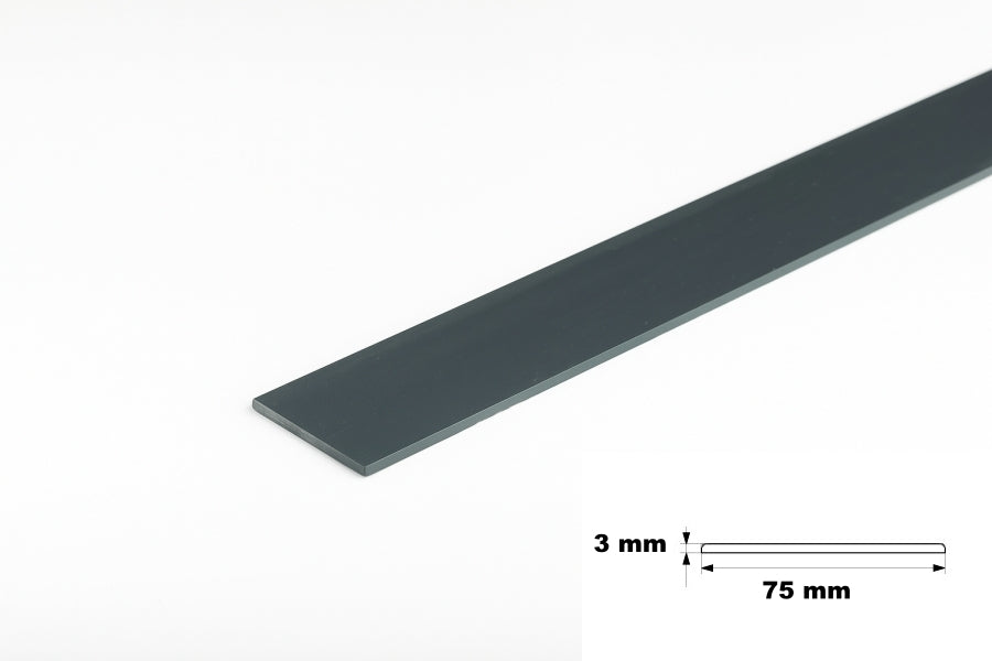 PVC plastic flat bar anthracite 75x3