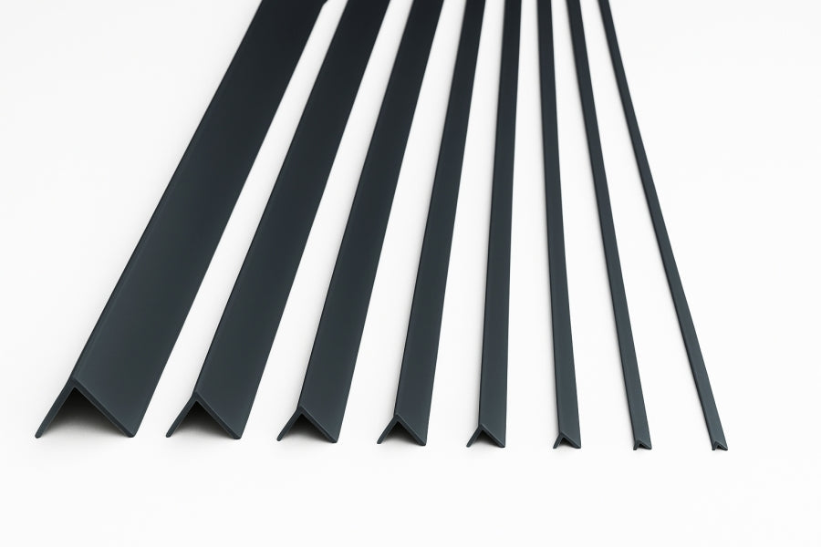 1m & 2.48m Length – Anthracite PVC Corner Angle Trim 90° Plastic Equal & Unequal RAL 7016 Edge Protector