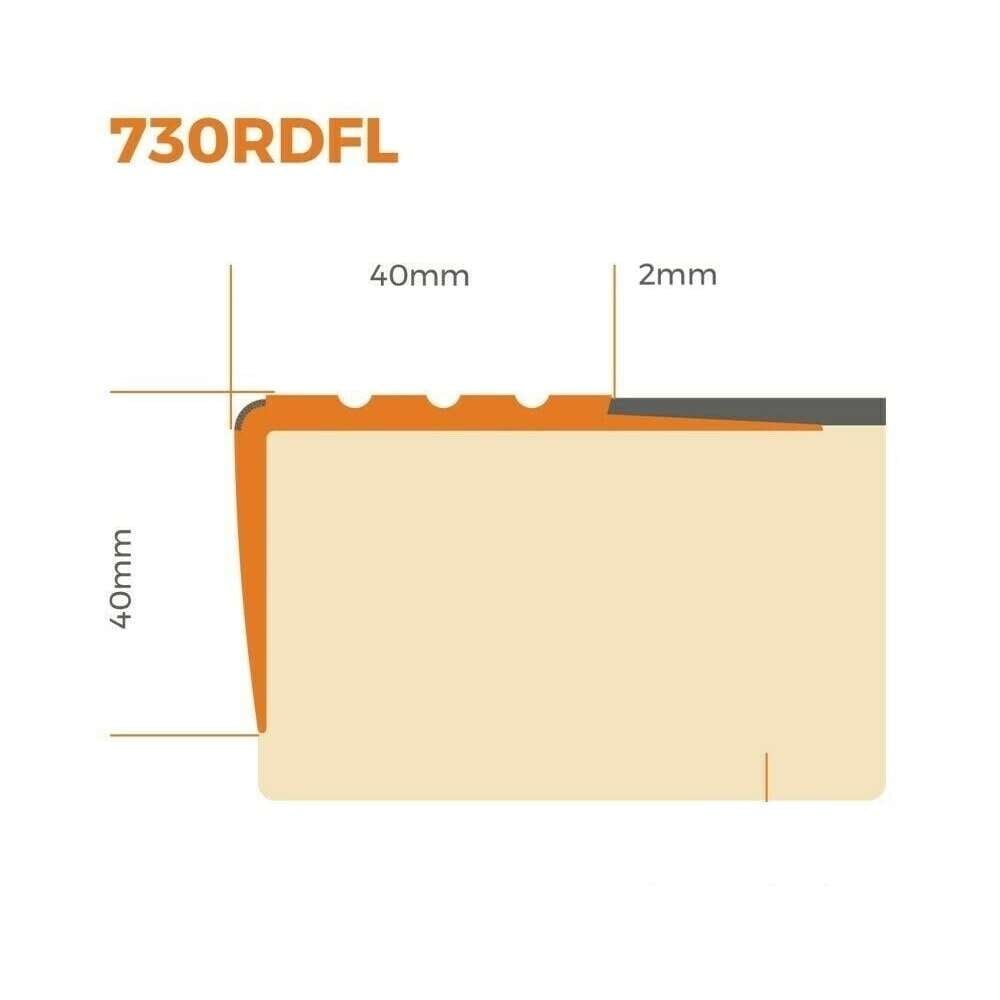 Flexible Luminescent Non-Slip PVC Stair Nosing 40x40mm 730-RDFL