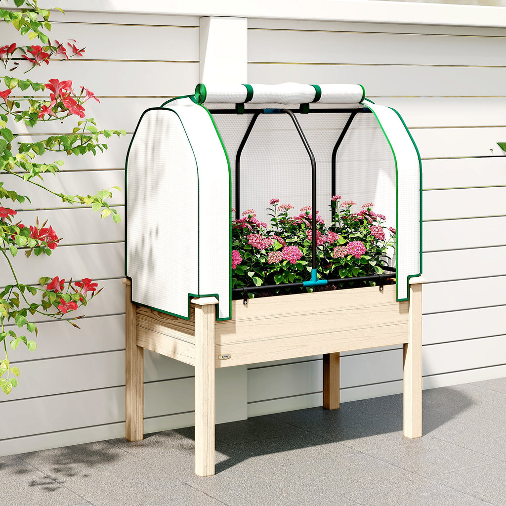 35" x 22" x 47" Raised Garden Bed with PE Cover, Natural