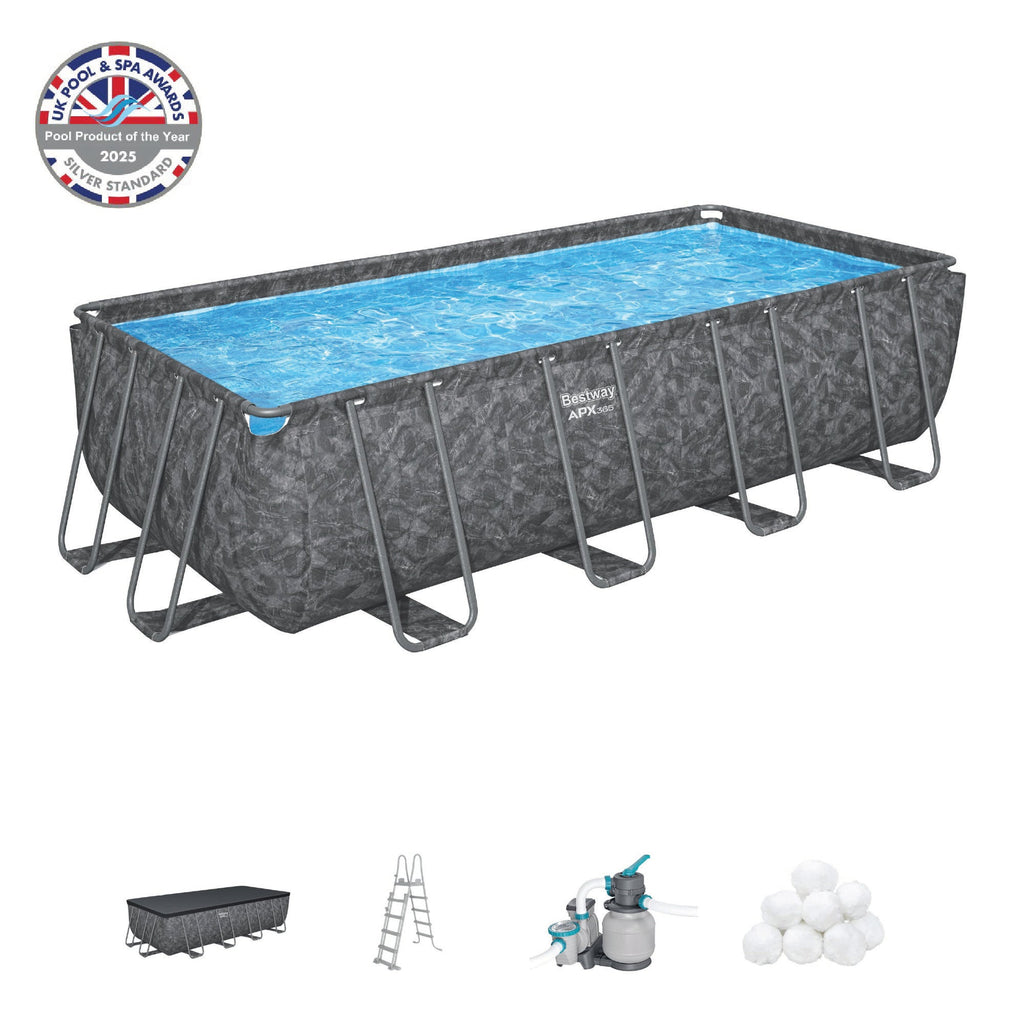 18ft x 52in Grey Rectangular APX 365 Steel Above Ground Pool Set