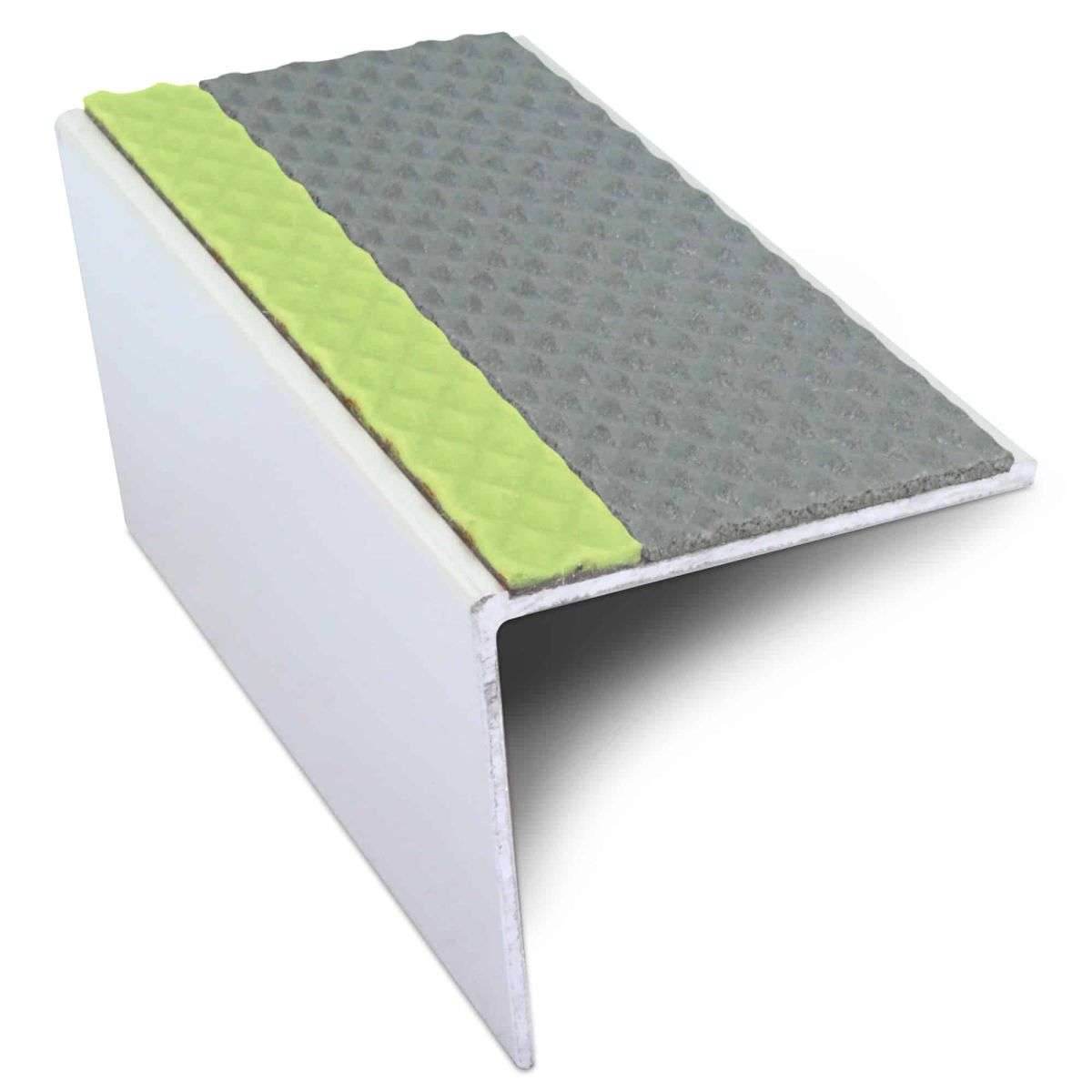 ASL20 57x55mm TredSafe DDA Compliant Aluminium Non Slip Stair Nosing Edge Trim With Pvc Insert - Cayrus World of Finishing