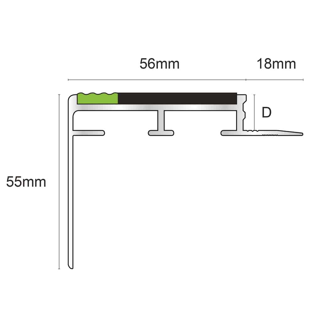 ATC - Heavy Duty - 10mm and 12.5mm Tredsafe Non Slip Slimline Stair Nosing
