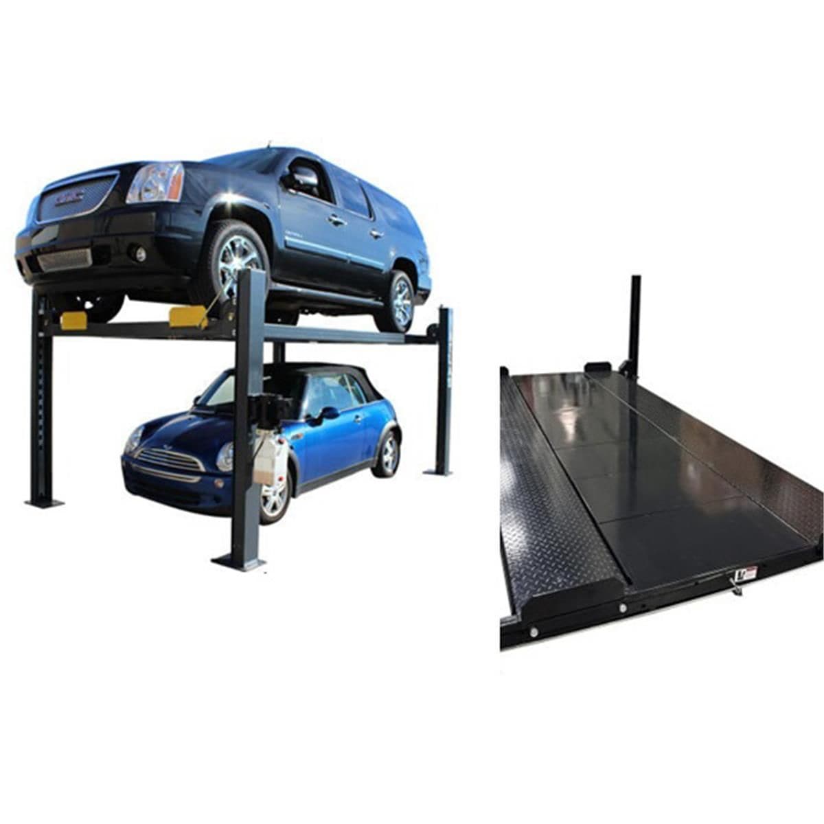 Atlas 408SL 8,000 lb Portable 4-Post Storage Lift + FP8 8-Piece Floor Panel Combo