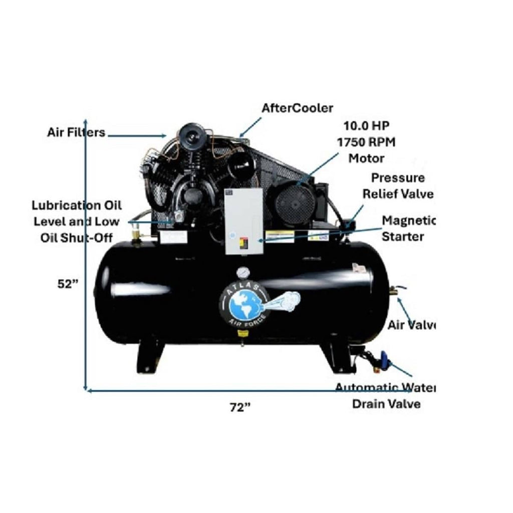 Atlas Air Force AF10-1PH 10HP 120-Gallon Air Compressor