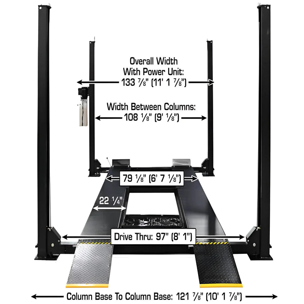 Atlas Apex 9 9,000 lb 4-Post Lift with Two RJ45A Rolling Bridge Jacks Combo