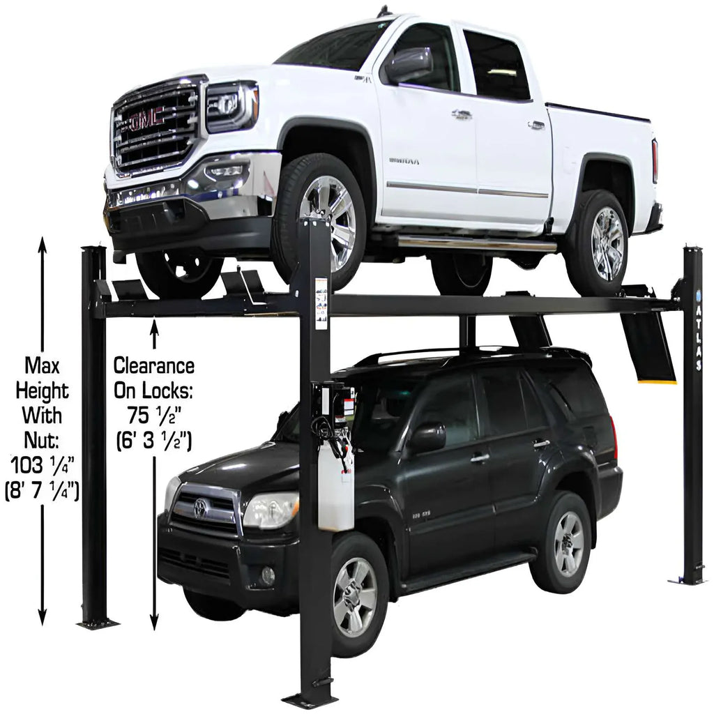 Atlas Apex 9 9,000 lb 4-Post Lift with Two RJ45A Rolling Bridge Jacks Combo