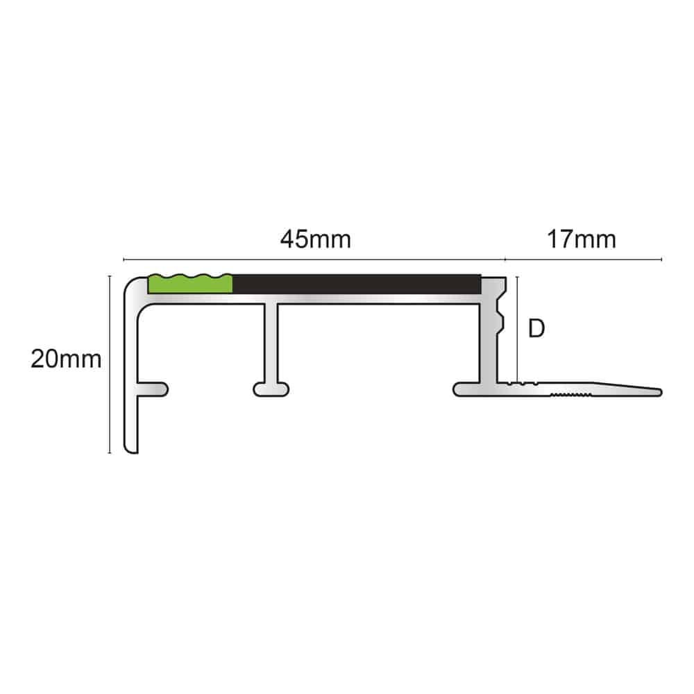 ATS - 10mm and 12.5mm Tredsafe Non Slip Slimline Stair Nosing