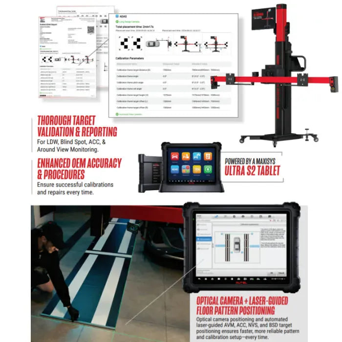 Autel IA1000AST MaxiSYS All-Systems ADAS Calibration & Wheel Alignment System with LDW Targets and MaxiSYS Ultra S2 Tablet