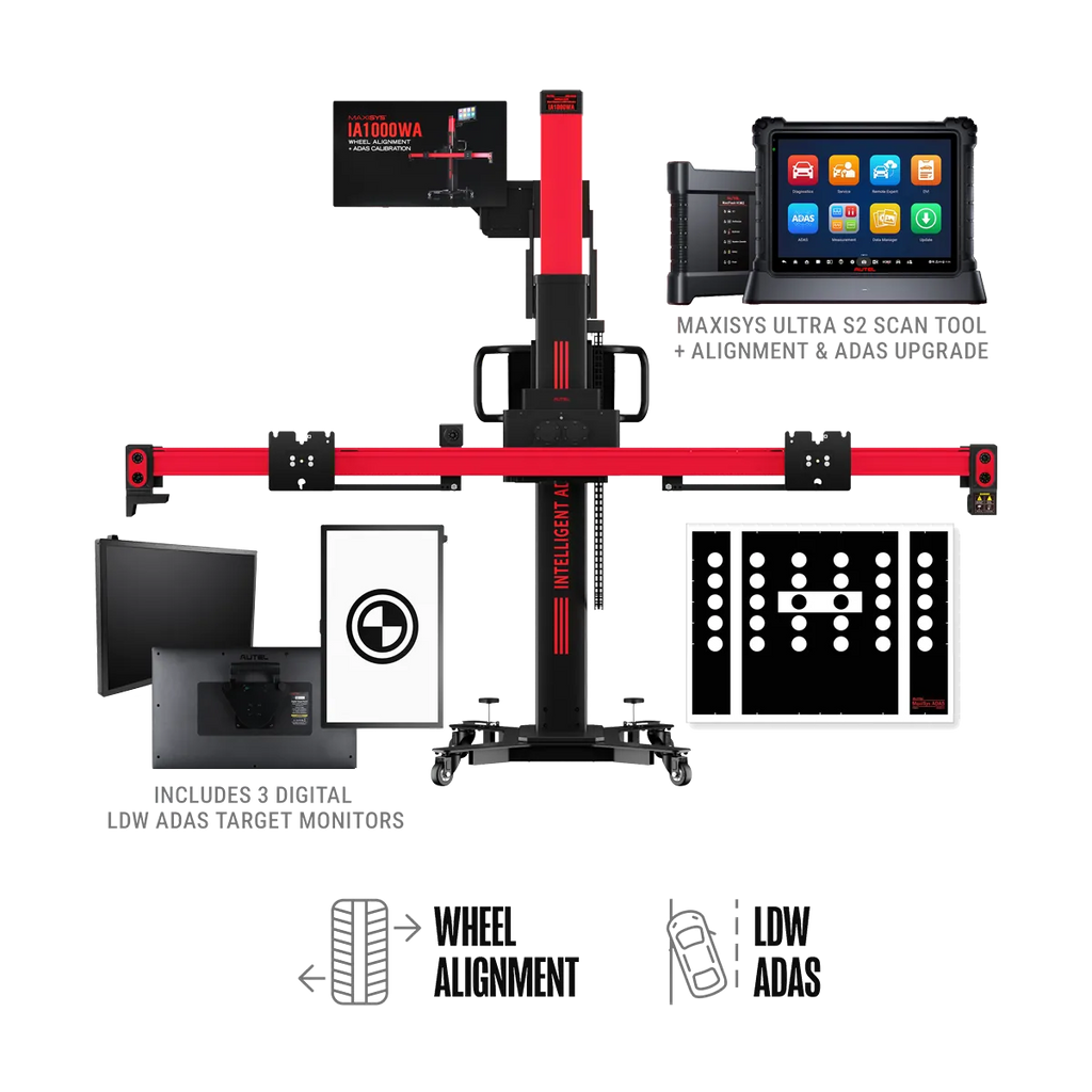 Autel IA1000LDWTDT ADAS Calibration & Wheel Alignment System with LDW Targets, Digital Targets & MaxiSYS Ultra S2 Tablet