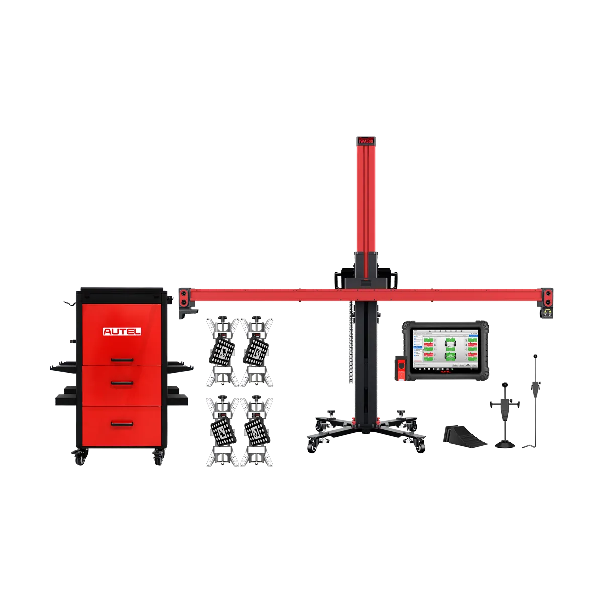 Autel MaxiAlign IWA500ACT Wheel Alignment System with Tablet and Rim Storage Cabinet