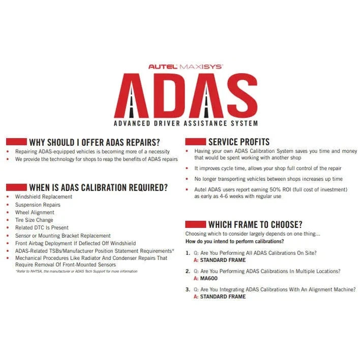Autel MaxiSYS ADAS MAS20T All Systems 2.0 Mobile Calibration Package with MA600 Frame and MS909 S2 Tablet