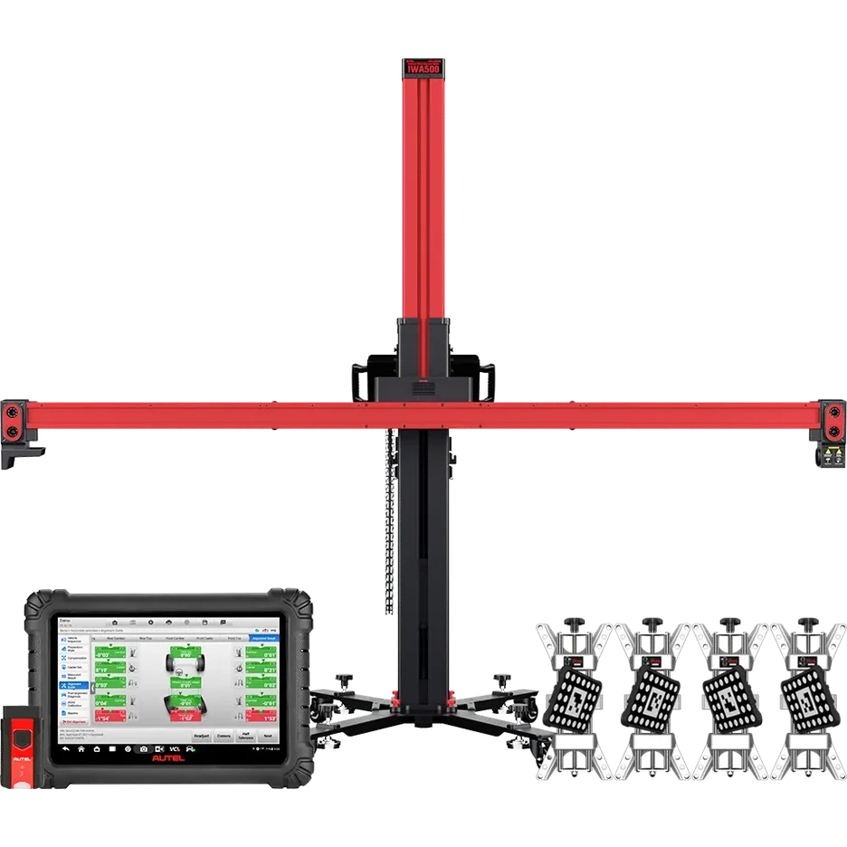 Autel MaxiAlign IWA500T Dedicated Wheel Alignment System with 5-Camera Frame, 10.1-Inch Tablet, and Set of 4 Rim Clamps