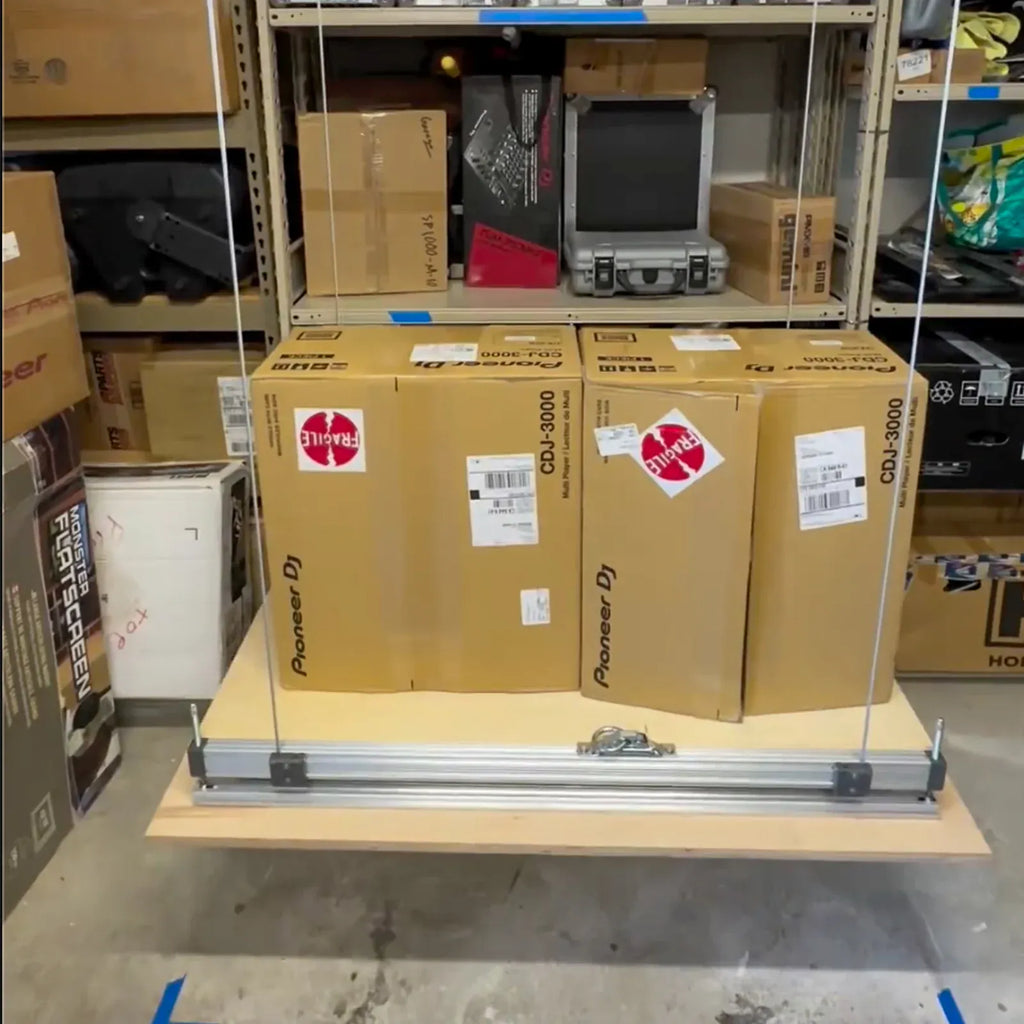 Auxx Lift 400 lb Motorized Attic Storage Lift — Wireless Remote, Self-Leveling Platform, Made in USA