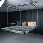 Auxx-Lift Motorized Garage Storage Platform — Remote-Controlled Overhead Ceiling Lift, 400–800 lb, Assembled in USA