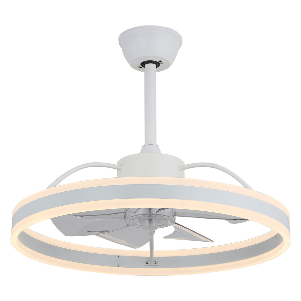 24 Inch Black/Gold/White/Coffee Modern Smart LED Ceiling Fan with Light and Remote, 6 Speeds DC Motor Fandelier Ceiling Fan