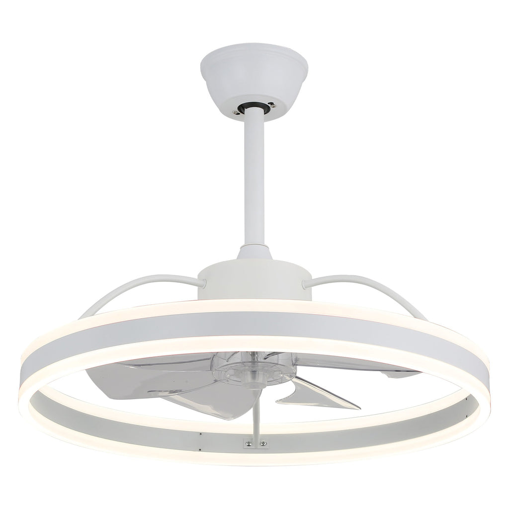 24 Inch Black/Gold/White/Coffee Modern Smart LED Ceiling Fan with Light and Remote, 6 Speeds DC Motor Fandelier Ceiling Fan