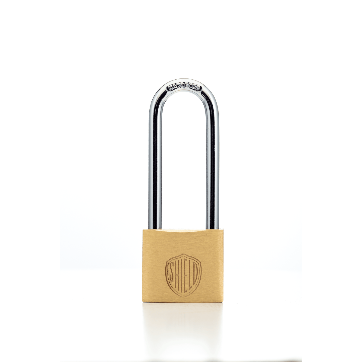 Shield Long Shackle Brass Padlock