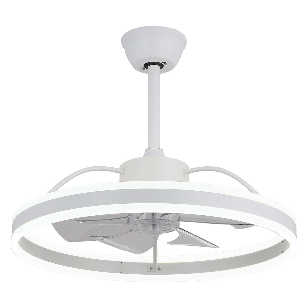 24 Inch Black/Gold/White/Coffee Modern Smart LED Ceiling Fan with Light and Remote, 6 Speeds DC Motor Fandelier Ceiling Fan