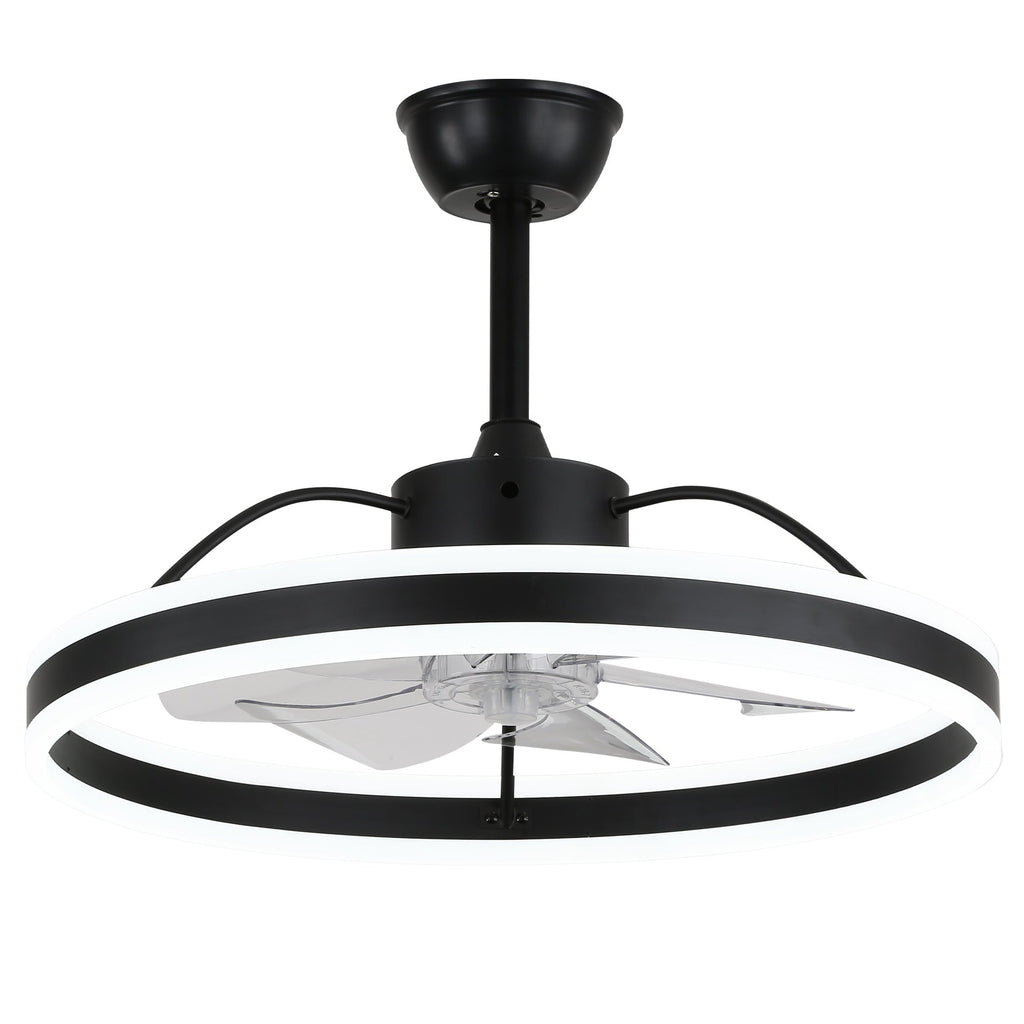 24 Inch Black/Gold/White/Coffee Modern Smart LED Ceiling Fan with Light and Remote, 6 Speeds DC Motor Fandelier Ceiling Fan