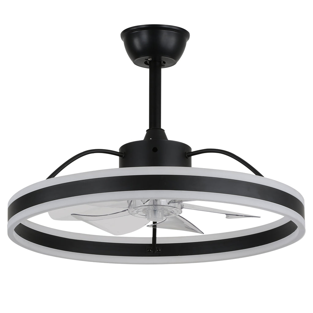 24 Inch Black/Gold/White/Coffee Modern Smart LED Ceiling Fan with Light and Remote, 6 Speeds DC Motor Fandelier Ceiling Fan
