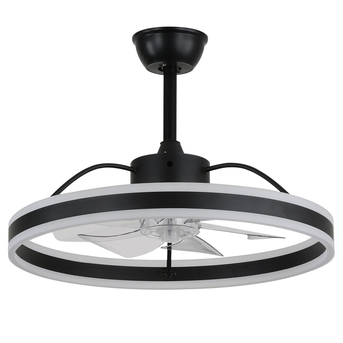 24 Inch Black/Gold/White/Coffee Modern Smart LED Ceiling Fan with Light and Remote, 6 Speeds DC Motor Fandelier Ceiling Fan
