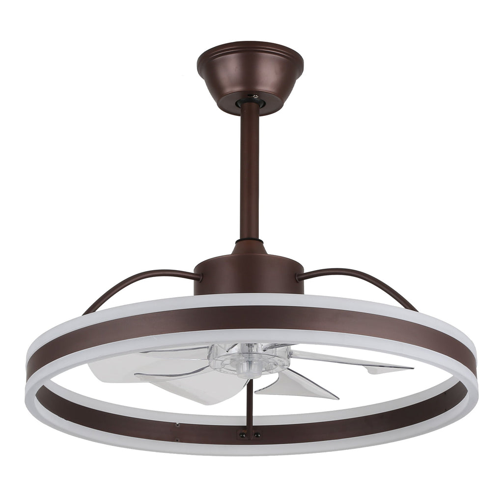 24 Inch Black/Gold/White/Coffee Modern Smart LED Ceiling Fan with Light and Remote, 6 Speeds DC Motor Fandelier Ceiling Fan