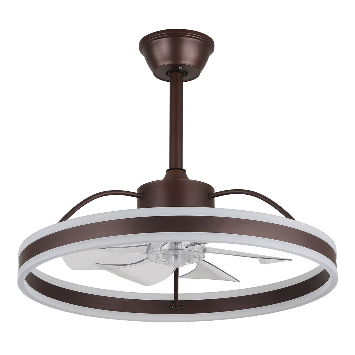 24 Inch Black/Gold/White/Coffee Modern Smart LED Ceiling Fan with Light and Remote, 6 Speeds DC Motor Fandelier Ceiling Fan