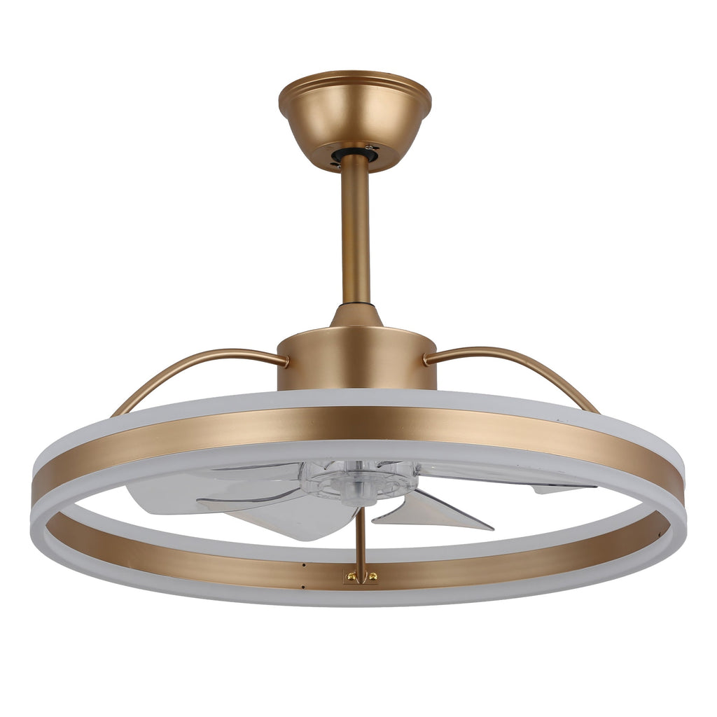 24 Inch Black/Gold/White/Coffee Modern Smart LED Ceiling Fan with Light and Remote, 6 Speeds DC Motor Fandelier Ceiling Fan