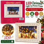 LED Christmas Nativity Light Up Picture Frame Music 6H Timer Xmas Decoration