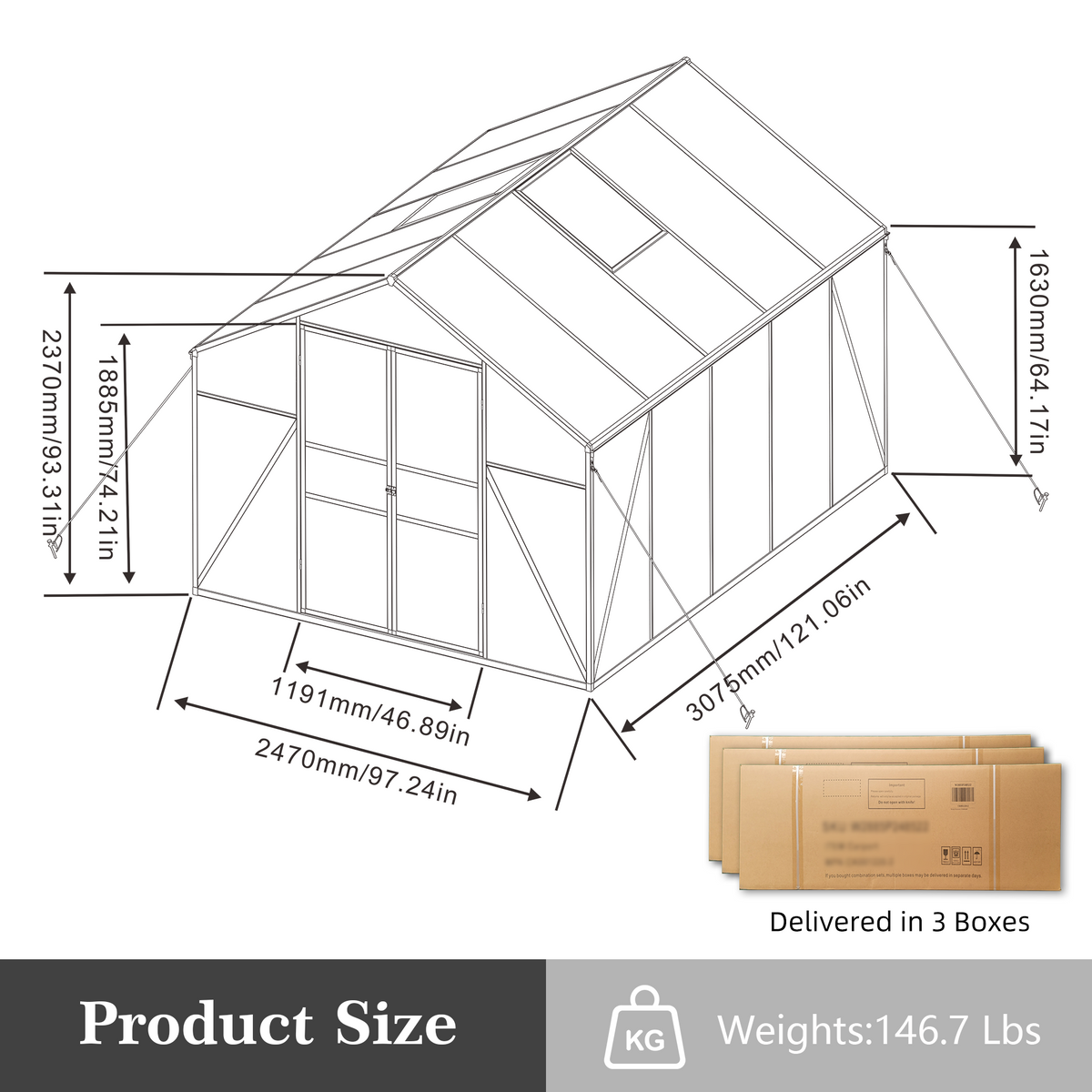 Newly Design Aluminum Frame Greenhouse 8x10 FT