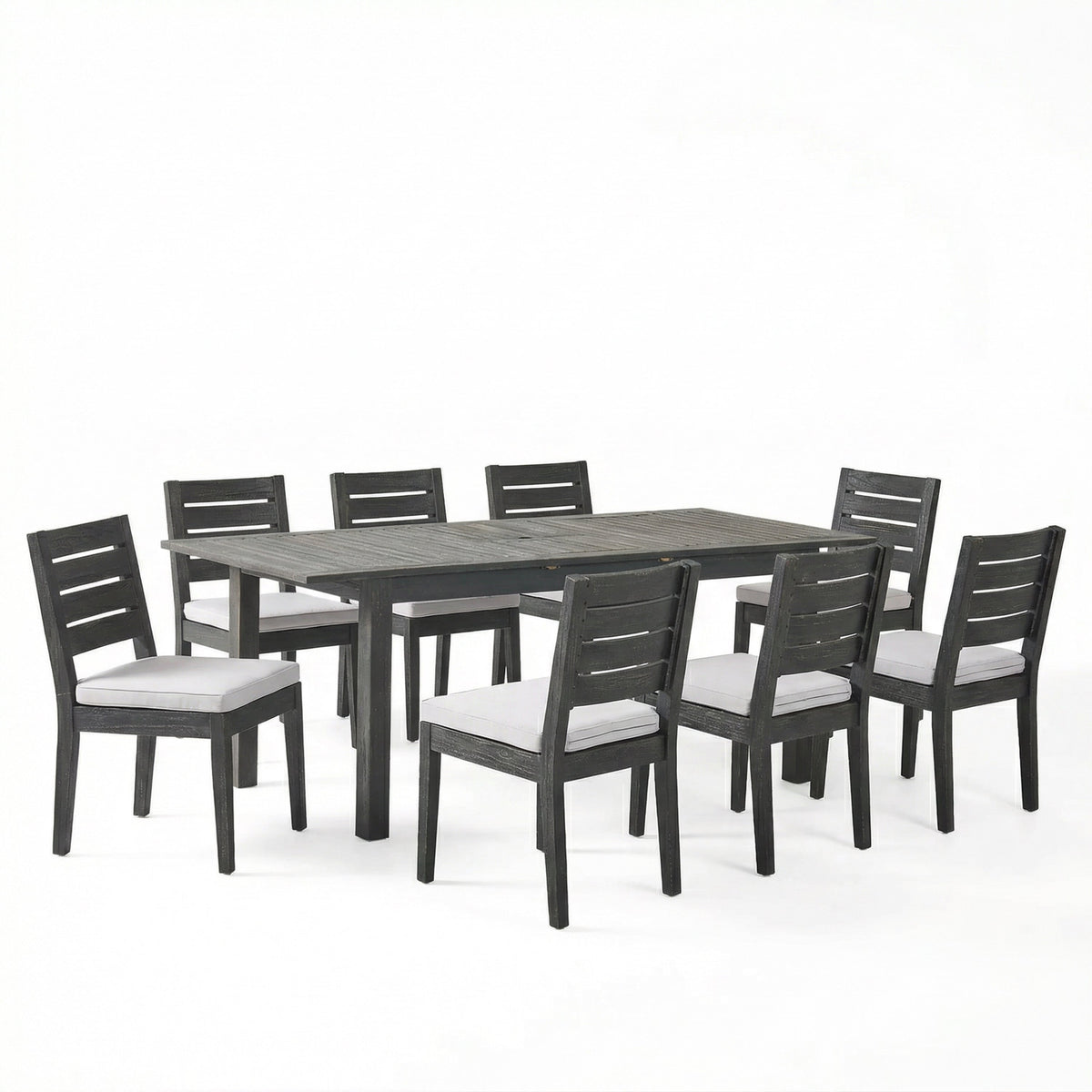 9-Piece Outdoor Dining Set, Extendable Acacia Wood Patio Table