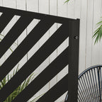 6.5FT Decorative Outdoor Divider, Metal Privacy Screen with Stand, Triangle Style, Black