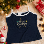 15PK Christmas Singlets Women’s Cotton Cami Tops Merry Xmas Random Sizes Bulk