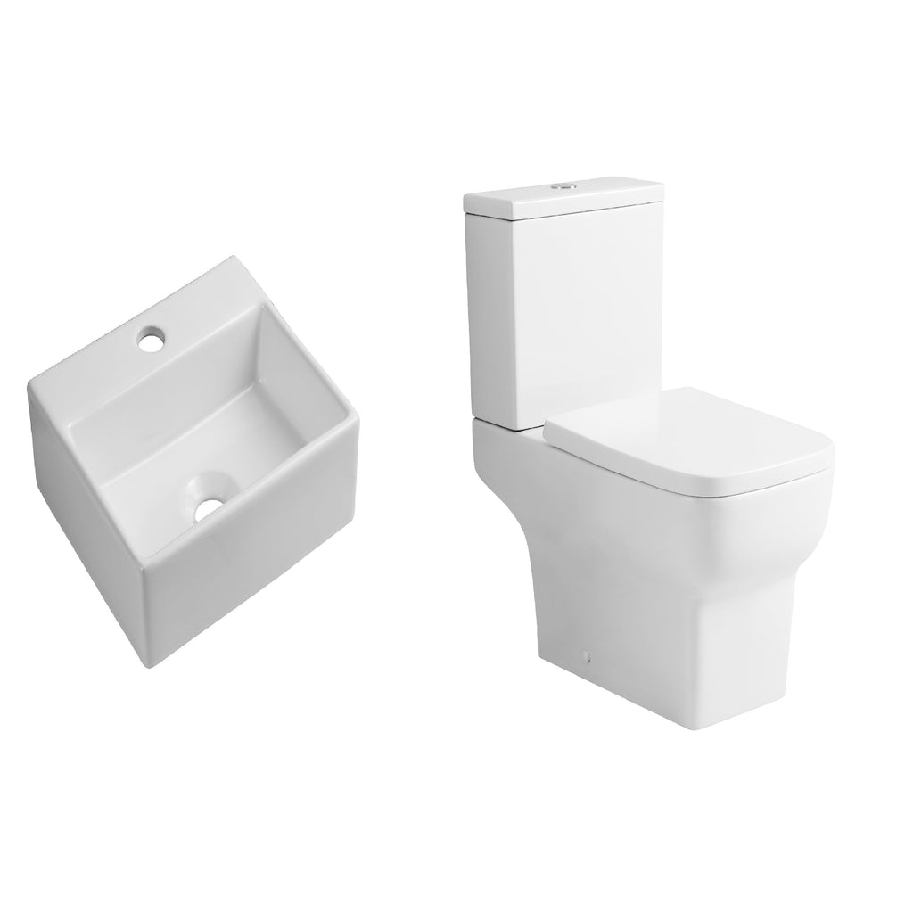 Naples Close Coupled Toilet And Cloakroom Wall Hung Basin Suit - White