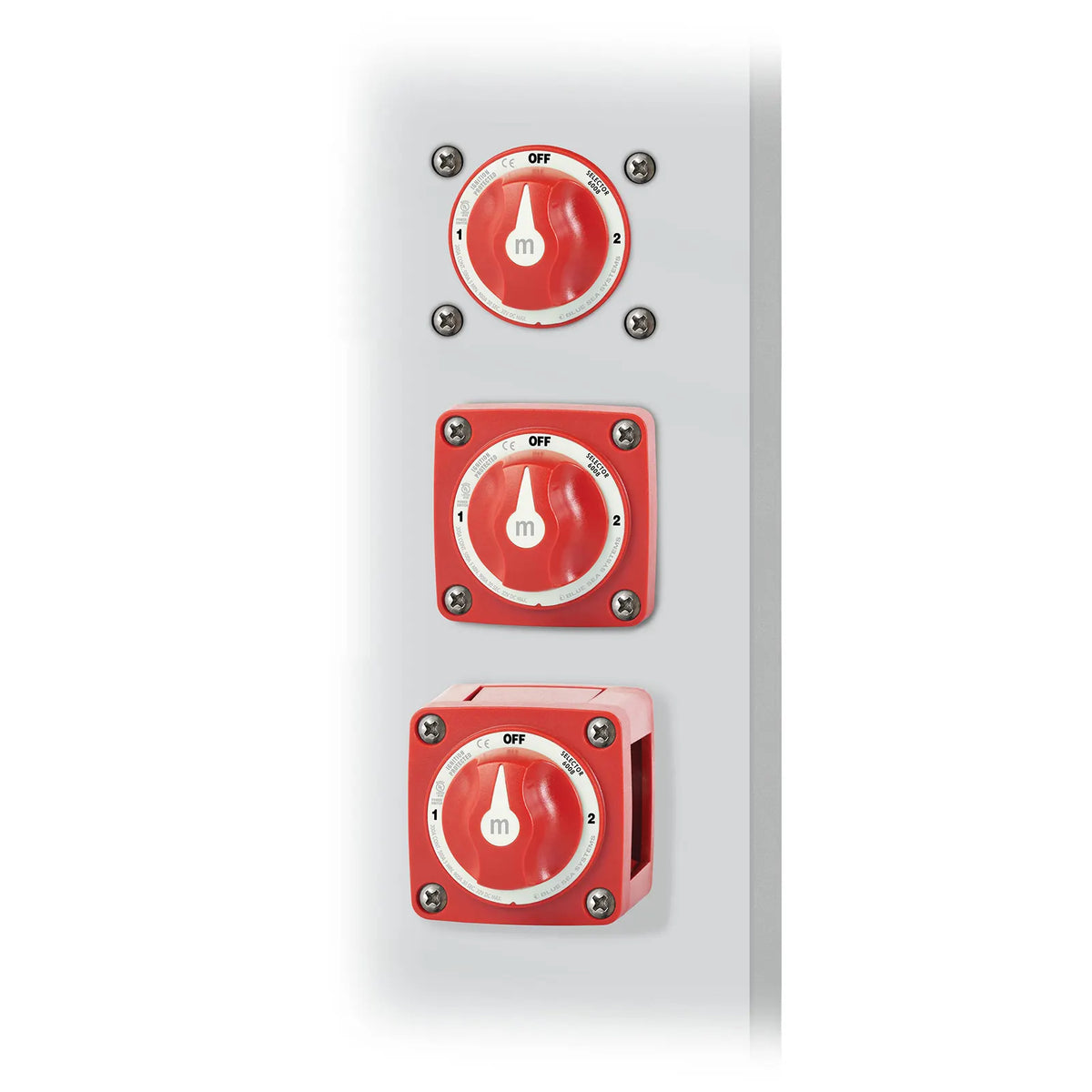 Blue Sea 300A Red Mini m-Series 3 Position (OFF/1/2) Battery Selector Switch