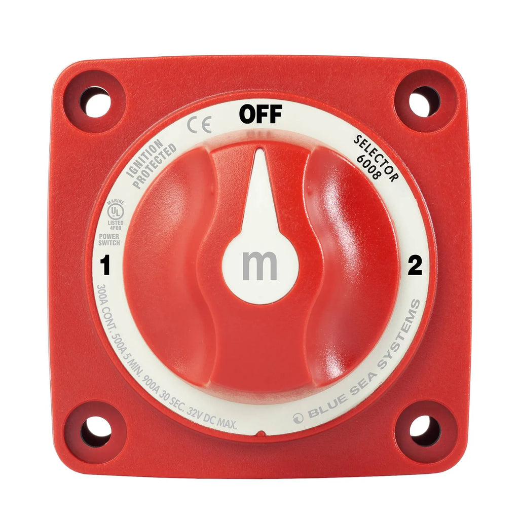 Blue Sea 300A Red Mini m-Series 3 Position (OFF/1/2) Battery Selector Switch