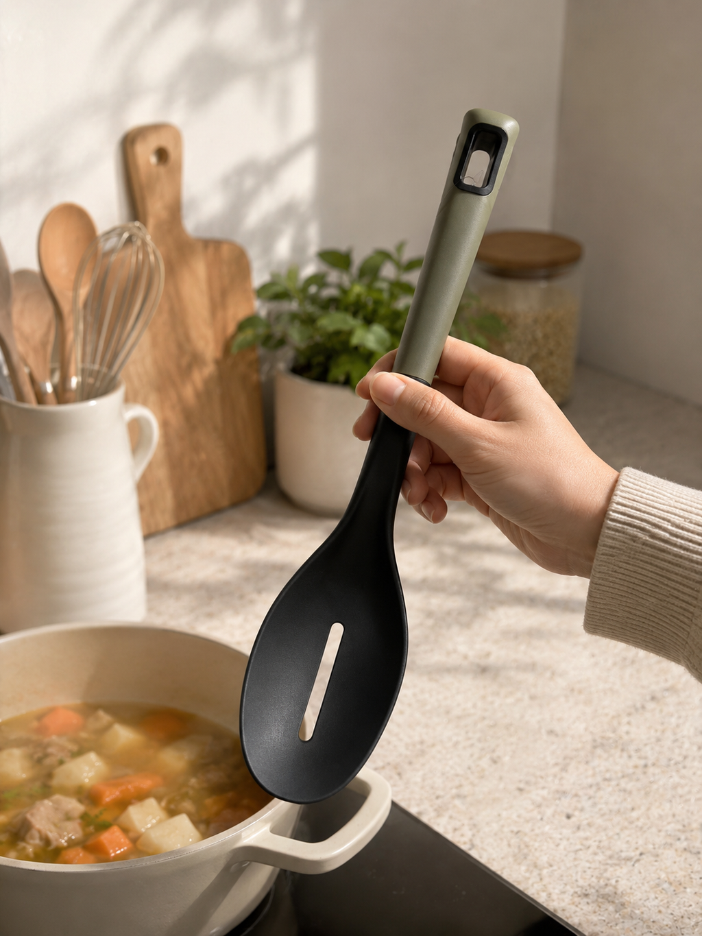 6PCS Slotted Cooking Spoon Set Nylon Kitchen Utensils Non Stick Heat Resistant