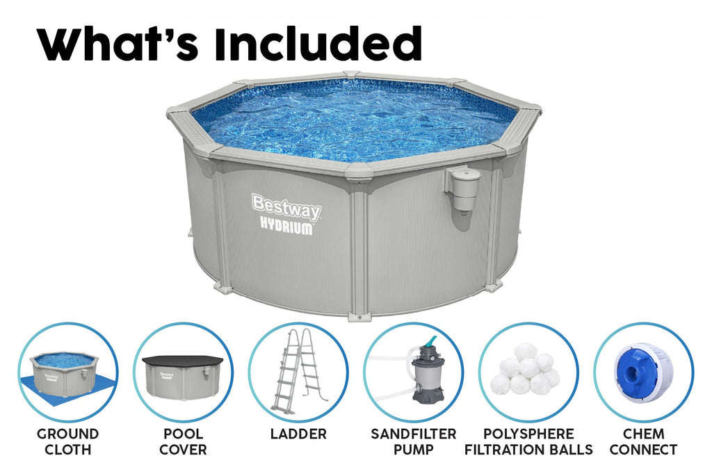 10ft x 48in Round Hydrium Steel Above Ground Pool Set