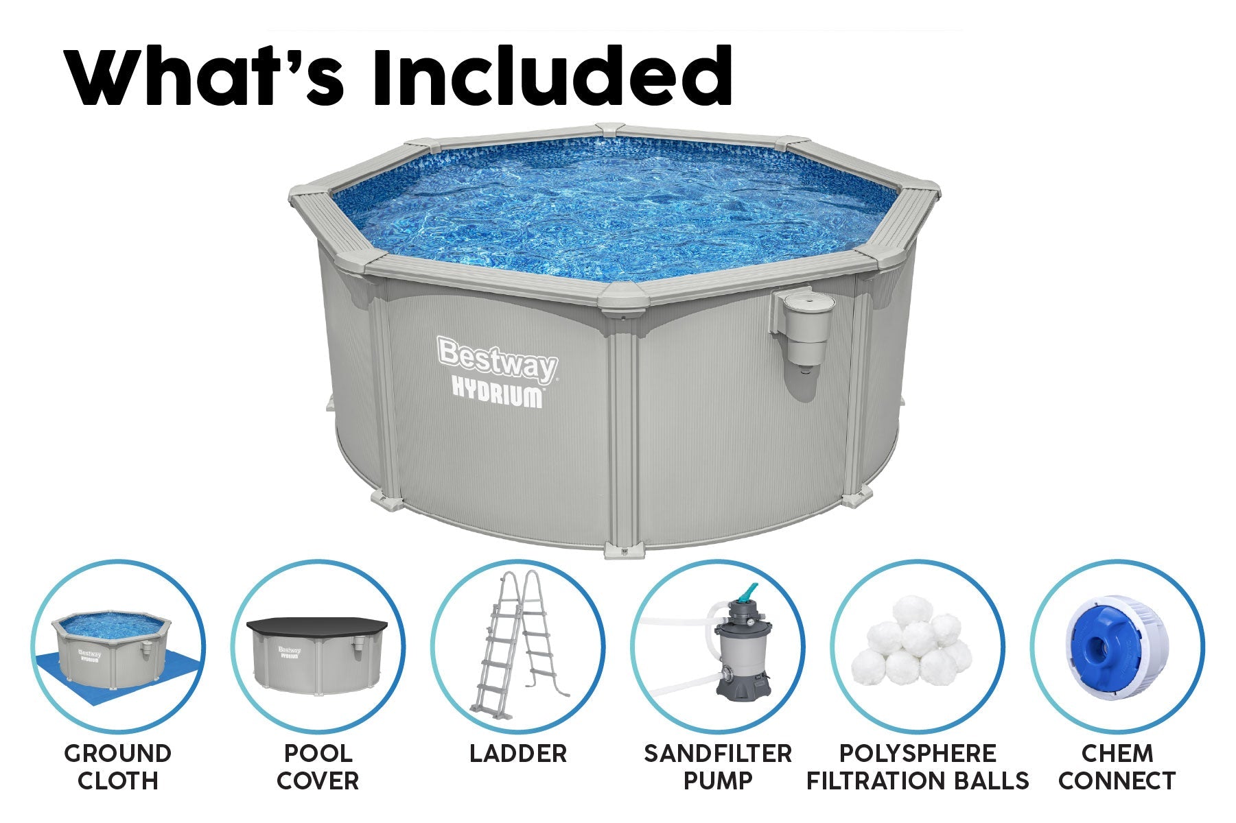 10ft x 48in Round Hydrium Steel Above Ground Pool Set