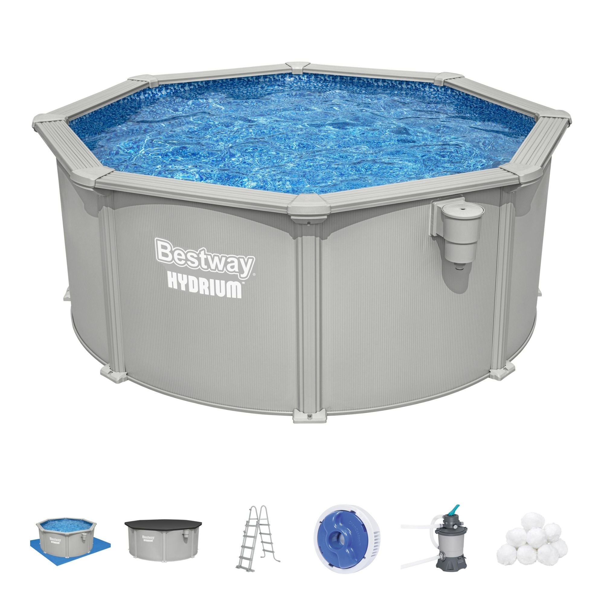 10ft x 48in Round Hydrium Steel Above Ground Pool Set