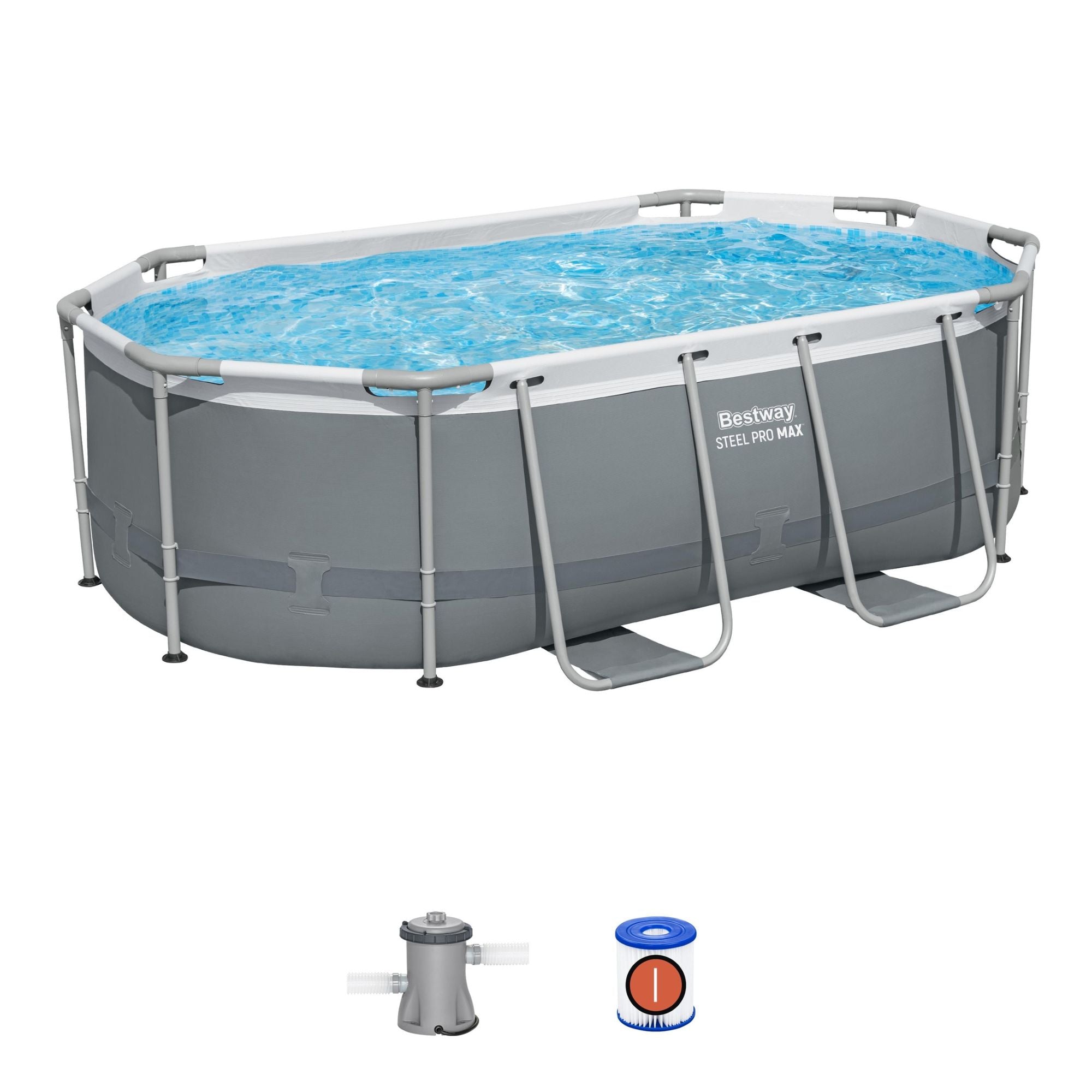 10ft x 33in Dark Grey Oval Steel Pro MAX Above Ground Pool Set